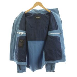 HUGO BOSS フーデッドジャケット コットン/シルクツイル ブルゾン ジップアップ IT48 水色 10249806