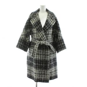 アルパカ モヘア ベルテッドコート 40 ブラック グレー