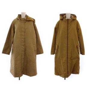 リバーシブル キルティングタフタフーディーコート ロング ジップアップ 中綿 15AB ブラウン RLUAA-02710