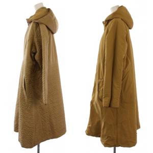 HIROKO BIS リバーシブル キルティングタフタフーディーコート ロング ジップアップ 中綿 15AB ブラウン RLUAA-02710