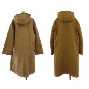 HIROKO BIS リバーシブル キルティングタフタフーディーコート ロング ジップアップ 中綿 15AB ブラウン RLUAA-02710
