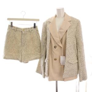 22SS セットアップ 上下 ダブルジャケット ツイード ショートパンツ F M ピンクベージュ アイボリー