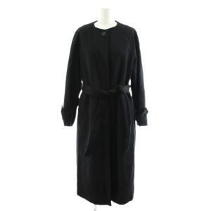ノーカラーコート ロング丈 ウール カシミヤ混 アウター 36 黒 ブラック SCPSIW0931 /AN16