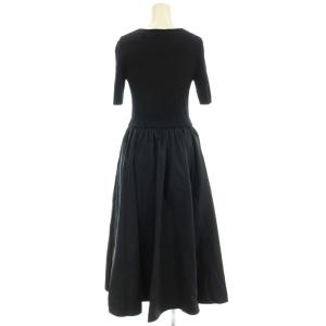 M-Premier リブニット ワンピース Vネック 半袖 ロング 36 ネイビー 紺 A742-020 /G