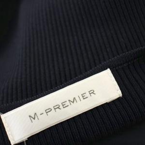 M-Premier リブニット ワンピース Vネック 半袖 ロング 36 ネイビー 紺 A742-020 /G