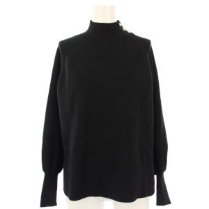 ニット セーター ハイネック 長袖 ボタン シルク混 38 黒 102228-16-210-95-380