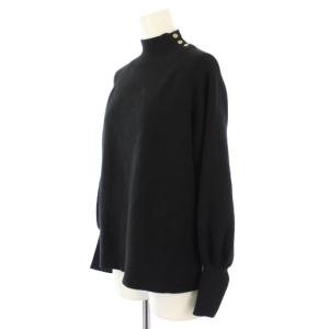 ANAYI ニット セーター ハイネック 長袖 ボタン シルク混 38 黒 102228-16-210-95-380