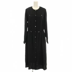 シャツワンピース ロング 長袖 38 黒 ブラック IA0902 /G