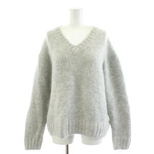 FANCY/MLNG Vネック ニット セーター 長袖 アルパカ混 グレー 1513-106-4417