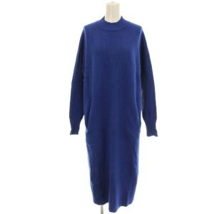 ニットワンピース ハイネック ロング 長袖 ボトルネック 36 青 ブルー /G