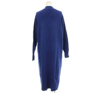 M-Premier ニットワンピース ハイネック ロング 長袖 ボトルネック 36 青 ブルー /G