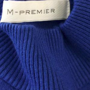 M-Premier ニットワンピース ハイネック ロング 長袖 ボトルネック 36 青 ブルー /G