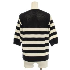 Loulou Willoughby 24SS ショルダービジュープルオーバー ボーダー ニット カットソー 五分袖 2 黒 白 21241016180