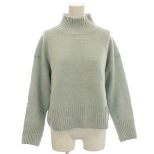 ニット ハイネック カシミヤ混 セーター 長袖 36 水色 ライトブルー /G