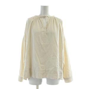 コットンシルクギャザースモック シャツ 長袖 ギャザーネック プルオーバー Free アイボリー GA04-23M007