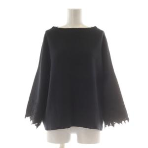 カットソー 長袖 F 黒 ブラック レース袖 /AU