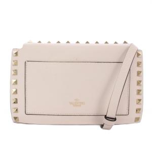 VALENTINO GARAVANI ロックスタッズ ショルダーバッグ レザー ホワイト