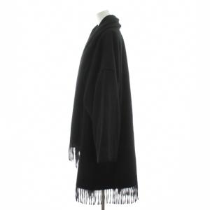 Salvatore Ferragamo カシミヤコート フリンジ マフラー トッパー ONE ブラック