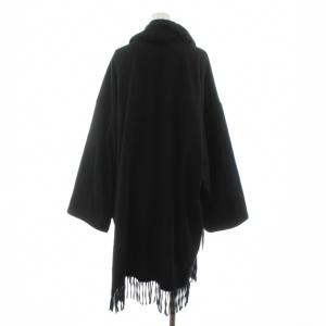 Salvatore Ferragamo カシミヤコート フリンジ マフラー トッパー ONE ブラック