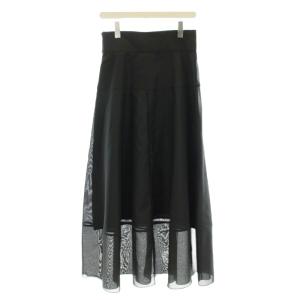 IENA 23AW スパンオーガンジーフレアスカート スカート ロング 38 黒 ブラック 23060900602040