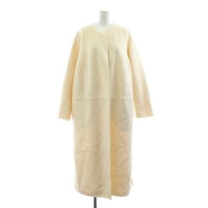 20AW victorianリバーロングノーカラーコート トッパー ウール 38 白 ホワイト 20020500402030