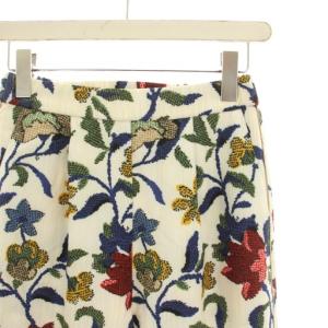 ROSE BUD ヴィンテージプリントイージーパンツ セミワイドパンツ タック 花柄 F 白 ホワイト 600-1230038