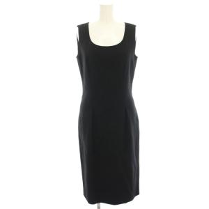 ワンピース ひざ丈 ラウンドネック ノースリーブ タイト 40 黒 ブラック /YT