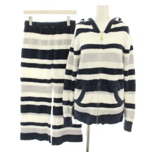 ルームウェア セットアップ スムーズィーランダムボーダーJQDパーカ ロングパンツ ボーダー柄 F 白