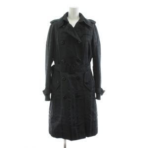 トレンチコート ロング 中綿ライナー チェック柄 ベルト付き 40 黒 ブラック FR029-081-09