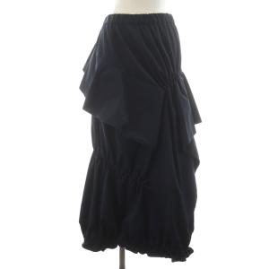 ドロストコクーンスカート ロング ウエストゴム F 紺 ネイビー フリル GAC-02010-A /RR