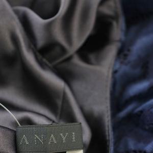 ANAYI ノースリーブ レースワンピース 花柄 ひざ丈 36 ネイビー 紺 101615-14-130 /G