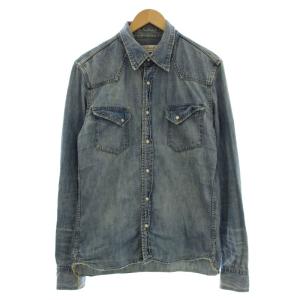 デニム ウエスタンシャツ 長袖 シャツ L 青 ブルー /G