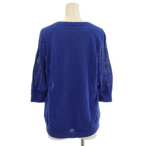 theory luxe リネン混 ニット Vネック 半袖 カットソー 38 青 ブルー /G