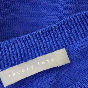 theory luxe リネン混 ニット Vネック 半袖 カットソー 38 青 ブルー /G