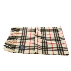 burberrys ヴィンテージ マフラー フリンジ チェック柄 カシミヤ ベージュ