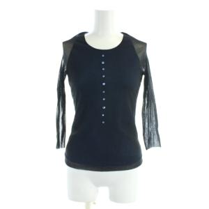 カットソー 長袖 0 青 ブルー 黒 ブラック シアー袖 /AP