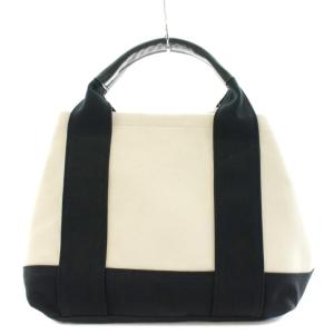BARNEYS NEW YORK トートバッグ ハンドバッグ キャンバス ロゴ アイボリー 黒 ブラック /AN4