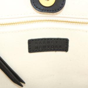 BARNEYS NEW YORK トートバッグ ハンドバッグ キャンバス ロゴ アイボリー 黒 ブラック /AN4