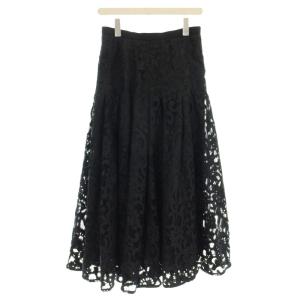22SS フラワーラッセルレーススカート 花柄レース スカート ロング 38 黒 ブラック 531-3120006
