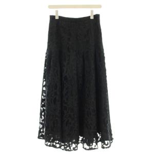 ADORE 22SS フラワーラッセルレーススカート 花柄レース スカート ロング 38 黒 ブラック 531-3120006