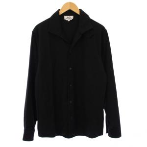 スタンドカラーシャツ ウール セリエボタン 15 38 ブラック