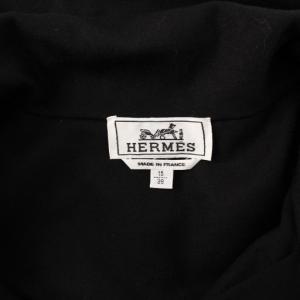 HERMES スタンドカラーシャツ ウール セリエボタン 15 38 ブラック