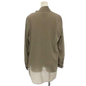 theory luxe 22AW GEO PANEL PRINT シャツ ブラウス リボン 長袖 総柄 38 茶 ブラウン 03-2308233-039-038