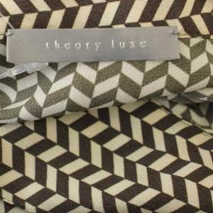 theory luxe 22AW GEO PANEL PRINT シャツ ブラウス リボン 長袖 総柄 38 茶 ブラウン 03-2308233-039-038
