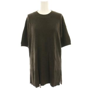 ニット カットソー チュニック 半袖 38 茶 ブラウン /HN