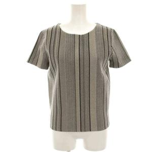 タグ付き ニット カットソー 半袖 総柄 S グレー 黒 ブラック /HN