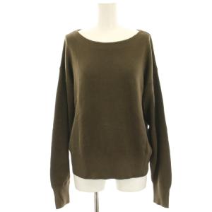 ニット セーター 薄手 長袖 ボートネック S 茶 ブラウン /HN