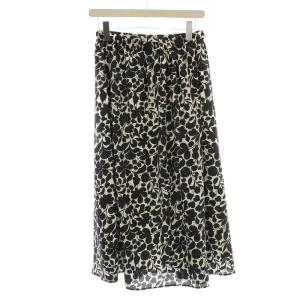 theory luxe フレアスカート 花柄 ロング スカート 38 黒 白 /G