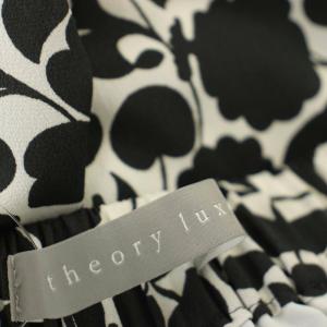 theory luxe フレアスカート 花柄 ロング スカート 38 黒 白 /G