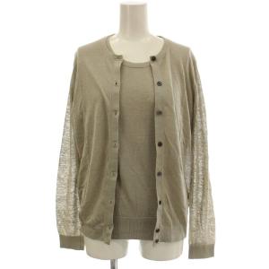 リネン混 アンサンブル ニット カーディガン カットソー 半袖 38 グレージュ /G